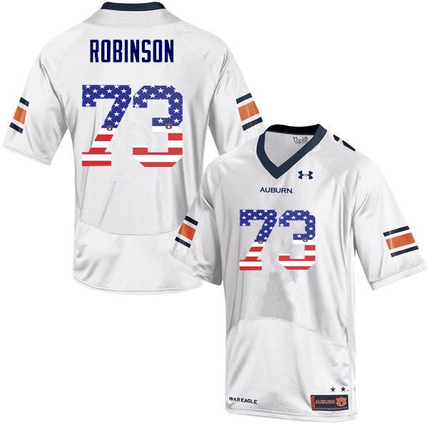 Men #73 Greg Robinson Auburn Tigers USA Flag Fashion College Football Jerseys-White
